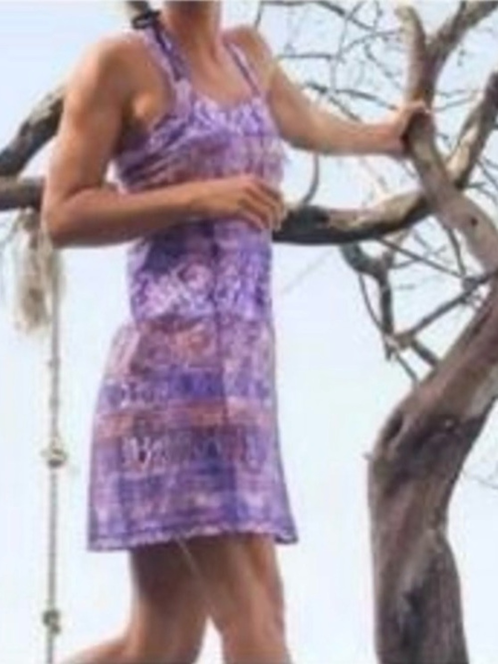 Title Nine Purple and Pink Abstract Print Athletic Sun Dress